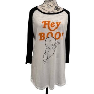 Casper the Friendly Ghost Retro Cartoon Graphic T-Shirt Black XXL Halloween